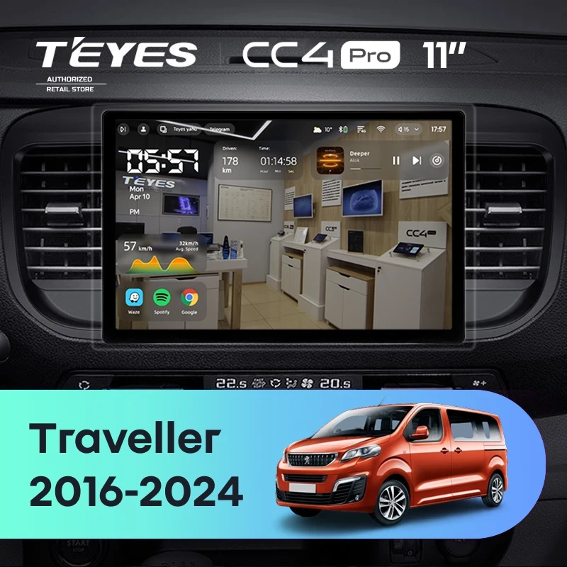 Штатная магнитола Teyes CC4 Pro 12/256 Peugeot Traveller (2016-2024) (11")