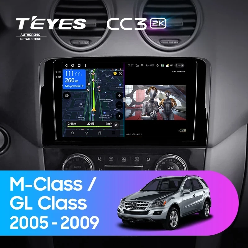 Штатная магнитола Teyes CC3 2K 360 6/128 Mercedes-Benz ML-Class (2005-2009) F1