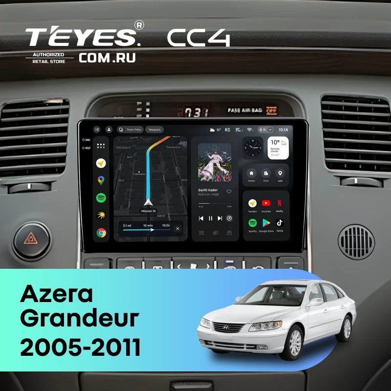Штатная магнитола Teyes CC4 8/128 Hyundai Grandeur (2005-2011)