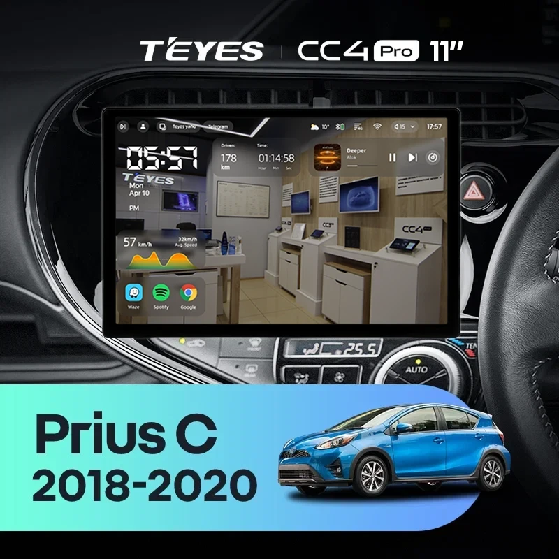 Штатная магнитола Teyes CC4 Pro 8/128 Toyota Prius C (2018-2020) Правый руль (11")