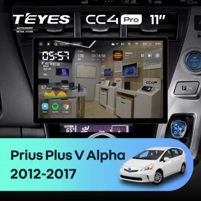 Штатная магнитола Teyes CC4 Pro 8/128 Toyota Prius Plus V Alpha (2012-2017) Правый руль (11")