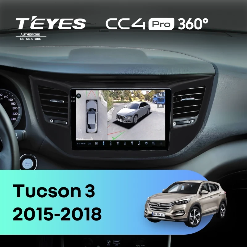 Штатная магнитола Teyes CC4 Pro 360 12/256 Hyundai Tucson 3 (2015-2018) Тип-B (черная)