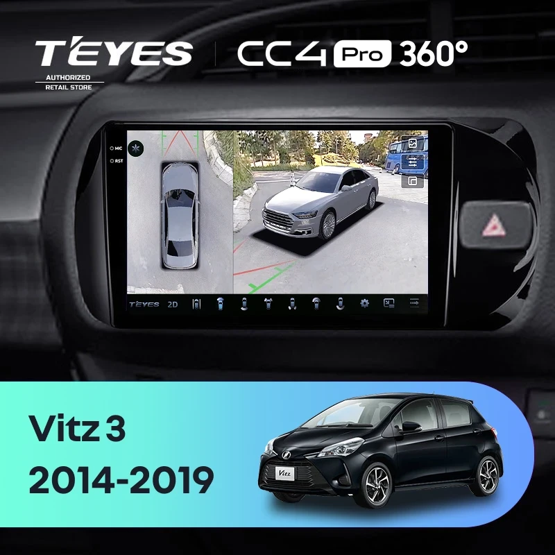 Штатная магнитола Teyes CC4 Pro 360 12/256 Toyota Vitz III XP130 (2014-2019) Правый руль