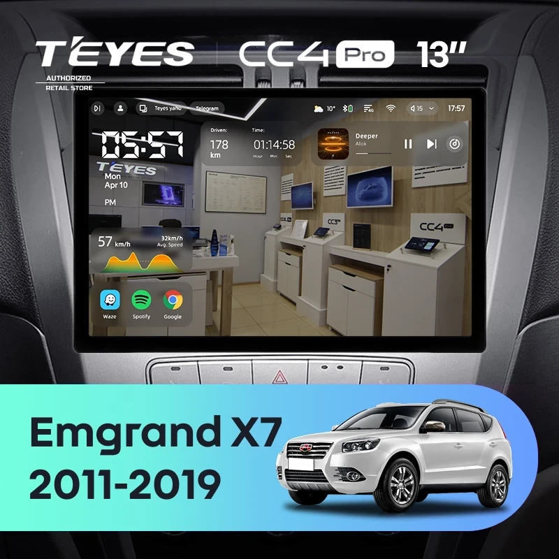 Штатная магнитола Teyes CC4 Pro 12/256 Geely Emgrand X7 1 GX7 EX7 (2011-2019) (13")