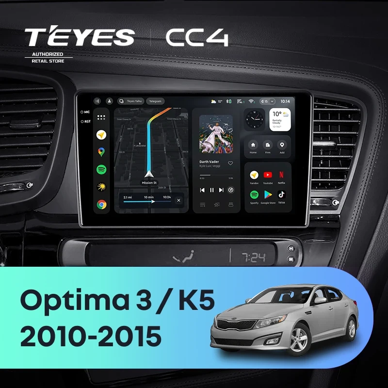 Штатная магнитола Teyes CC4 8/128 Kia Optima 3 TF (2010-2015) F1