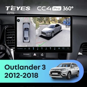 Штатная магнитола Teyes CC4 Pro 360 12/256 Mitsubishi Outlander 3 GF0W GG0W (2012-2018) Тип-A (13")