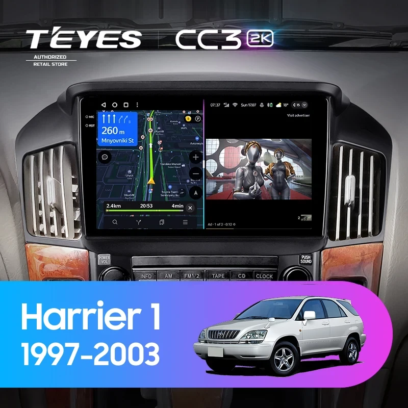 Штатная магнитола Teyes CC3 2K 360 6/128 Toyota Harrier 1 (XU10) (1997-2003) F1