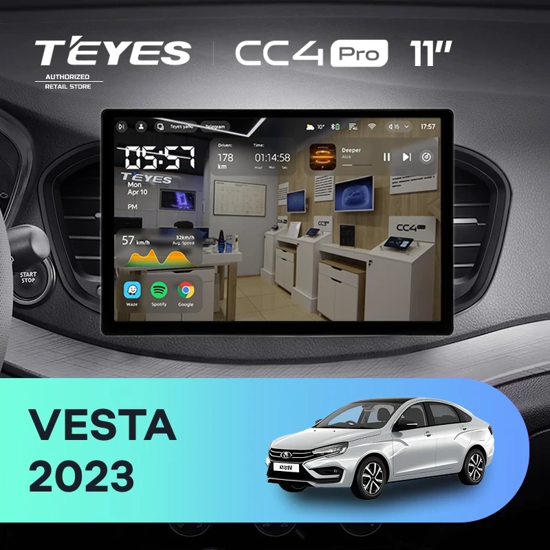 Штатная магнитола Teyes CC4 Pro 8/128 Lada Vesta (2023-2026) F2 Тип-A (11")