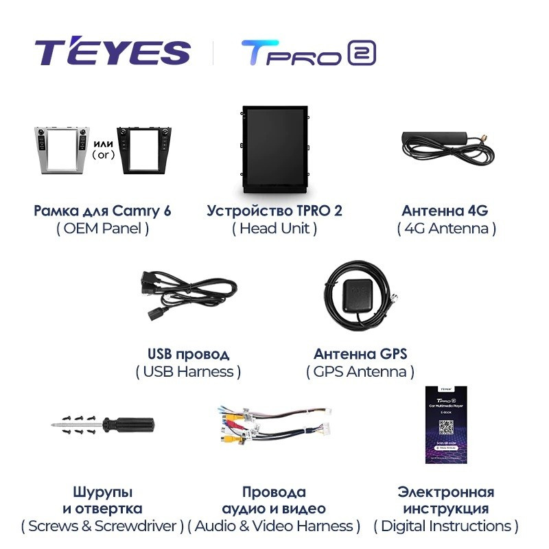 Штатная магнитола Tesla style Teyes TPRO 2 3/32 Toyota Camry 6 XV 40 (2006-2011) F2