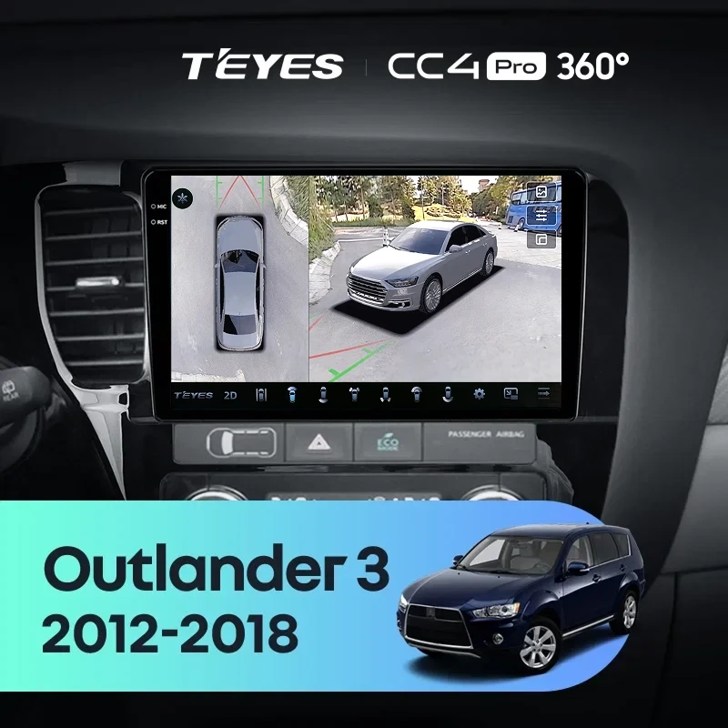 Штатная магнитола Teyes CC4 Pro 360 12/256 Mitsubishi Outlander 3 GF0W GG0W (2012-2018) Тип-A Правый руль