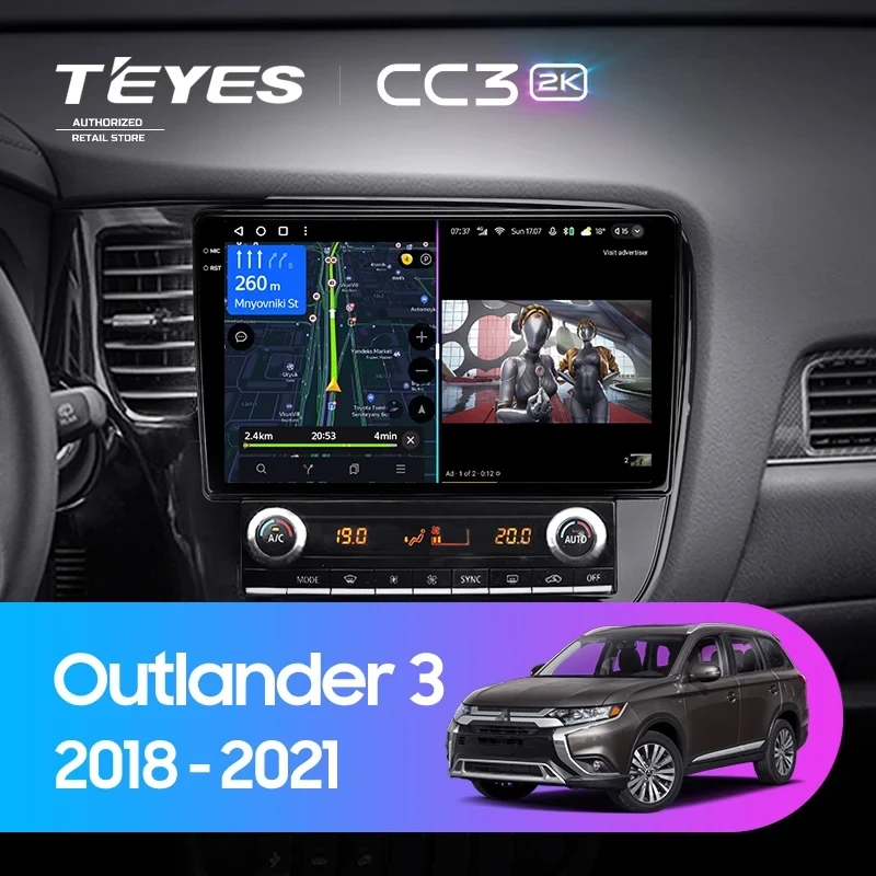 Штатная магнитола Teyes CC3 2K 6/128 Mitsubishi Outlander 3 (2018-2021)