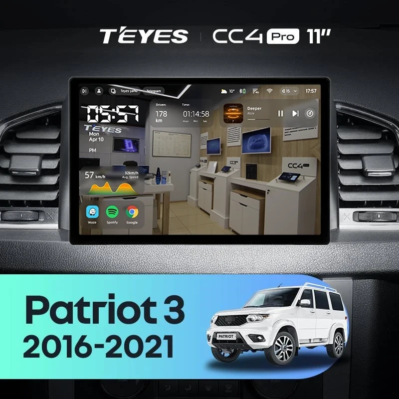 Штатная магнитола Teyes CC4 Pro 8/128 UAZ Patriot 3 (2016-2021) F2 (11")