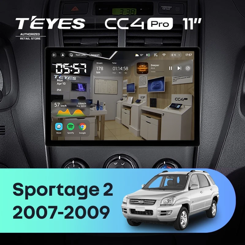 Штатная магнитола Teyes CC4 Pro 12/256 Kia Sportage 2 (2007-2009) (11")